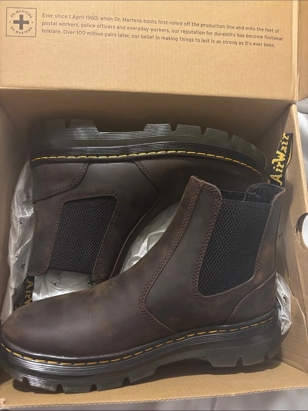 Dr. Martens Brown Chukka Boots with Yellow Stitching